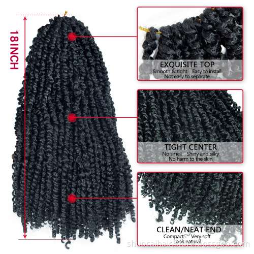 Synthetic 18 Passion Twist Pre-looped Fluffy Crochet Braid Hair Ombre Braiding Hair Extensions 3D Cubic Twist Crochet Hair